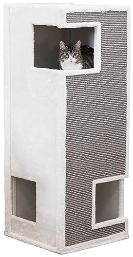 TRIXIE Katzen Kratzbaum Kratztonne CAT TOWER GERARDO, 100 cm, WEIß/GRAU - 44987 von TRIXIE