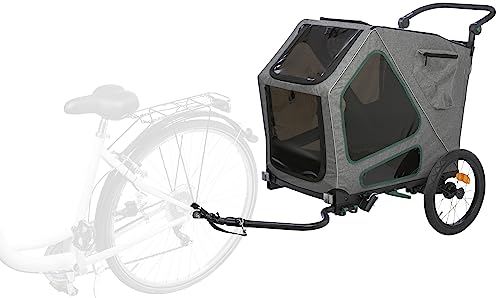 TRIXIE Fahrrad-Anhänger, M: 71 × 95 × 85/138 cm, grau/Salbei bis zu 35 kg - 12802 von TRIXIE