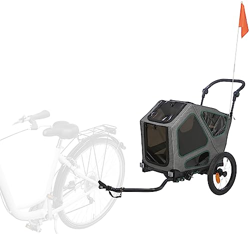 TRIXIE Fahrrad-Anhänger, S: 64 × 92 × 80/130 cm, grau/Salbei, Innenmaße: 41 × 54 × 72 cm bis zu 25 kg - 12800 von TRIXIE