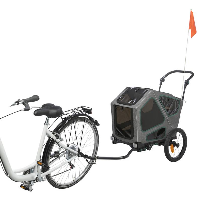 TRIXIE Fahrrad-Anhänger - S: 41,5 x 59 x 78/130 cm, grau/salbei von TRIXIE
