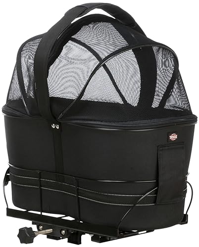 TRIXIE Fahrradkorb für Hunde bis 6 kg 29 × 42 × 48 cm - Hundefahrradkorb für den Gepäckträger - mit stabilem Metallrahmen, weicher Polsterung und Netzabdeckung, 13118 von TRIXIE