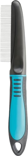 TRIXIE Fell-Entwirrer zum Entwirren und Glätten des Fells - für Deckhaar und Unterwolle - gummierter Kunststoffgriff - 22 cm - schwarz/blau - 23772 von TRIXIE