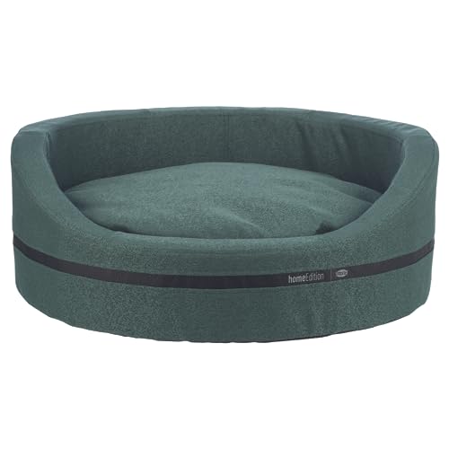 TRIXIE Hundebett CityStyle 65x55 cm in dunkelgrün - ovaler Hundekorb für mittelgroße Hunde - gemütliches Hundekörbchen mit formstabilem Rand, weich & waschbar - 37732 von TRIXIE