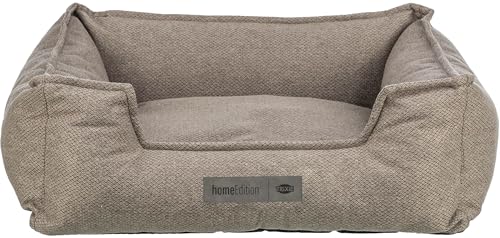 TRIXIE Hundebett Gano 115 x 90 cm in Taupe – eckiges Kuschelbett mit weichem Textilbezug, Hundekorb für mittelgroße Hunde, fest integriertes Kissen, Rutschfester Boden - weich & waschbar – 37743 von TRIXIE