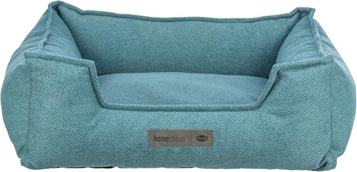 TRIXIE Hundebett Gano 60 x 50 cm in Petrol – eckiges Kuschelbett mit weichem Textilbezug, Hundekorb für mittelgroße Hunde, fest integriertes Kissen, Rutschfester Boden - weich & waschbar – 37744 von TRIXIE