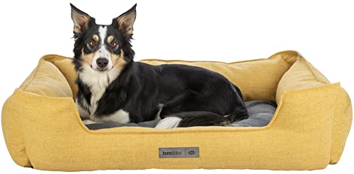 TRIXIE Hundebett Talis 100 × 70 cm in gelb/dunkelgrau - elegantes Hundebett aus gemütlichem Webstoff - Hundekorb für mittelgroße Hunde - rutschfest und waschbar - 37562 von TRIXIE