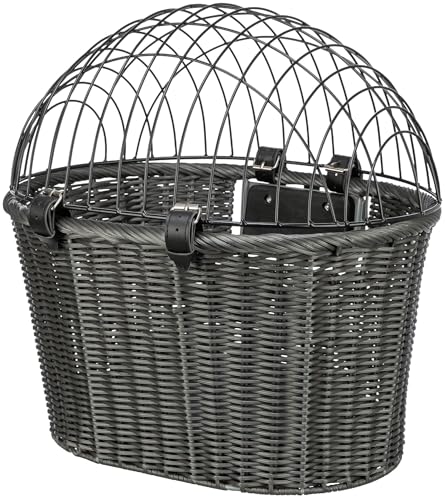 TRIXIE Hundekorb für das Fahrrad vorne bis 5 kg 44 × 41 × 34 cm - mit Universalhalterung - gewobener Hundefahrradkorb für den Lenker - in schicker Weidenoptik mit Kunststoff Gitter - 13107 von TRIXIE