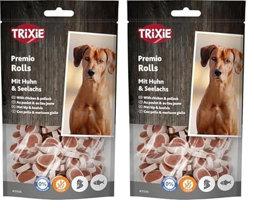 TRIXIE Hundeleckerli Premio Hunde-Chicken Rolls 75g - Premium Leckerlis für Hunde glutenfrei - ohne Getreide & Zucker, schmackhafte Belohnung für Training & Zuhause - 31535 (Packung mit 2) von TRIXIE