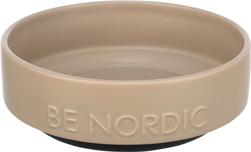 TRIXIE Hundenapf aus Keramik BE NORDIC 500 ml taupe - moderner Fressnapf für kleine Hunde ø 16 cm Keramiknapf mit rutschfester Gummierung - 24526 von TRIXIE