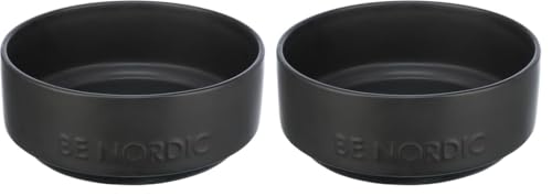 TRIXIE Hundenapf aus Keramik BE Nordic 1200 ml schwarz - moderner Fressnapf für große Hunde ø 18 cm Keramiknapf mit Rutschfester Gummierung - 24524 (Packung mit 2) von TRIXIE