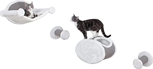 TRIXIE Katzen-Lounge-Set zur Wandmontage, Hängematte und Höhle mit Zwei Stufen, Katzenmöbel, Kratzbaum, Grau TRIXIE Katzen-Lounge-Set zur Wandmontage, Hängematte und Höhle mit Zwei Stufen, Katzenmöbel, Kratzbaum, Grau von TRIXIE