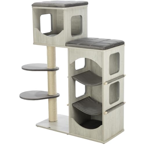 TRIXIE Katzen-Spielhaus Adriano 118 cm in grau – mehrstöckiger Katzenbaum mit Katzenhöhlen und verschiedenen Liegemöglichkeiten, moderner Cat Tower – gemütlich & stabil – 44466 TRIXIE Katzen-Spielhaus Adriano 118 cm in grau – mehrstöckiger Katzenbaum mit Katzenhöhlen und verschiedenen Liegemöglichkeiten, moderner Cat Tower – gemütlich & stabil – 44466 von TRIXIE