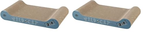 TRIXIE Kratzpappe Wild Cat mit Katzenminze - für die natürliche Krallenpflege - 41 × 7 × 24 cm - blau - 48000 (Packung mit 2) von TRIXIE