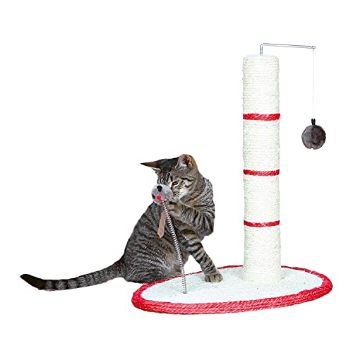 TRIXIE Kratzstamm Scratch Me 50 cm kleine Kratzsäule für Katzen, Scratch Post mit Katzenspielzeug, Natursisal, komfortabel & stabil – 436 von TRIXIE