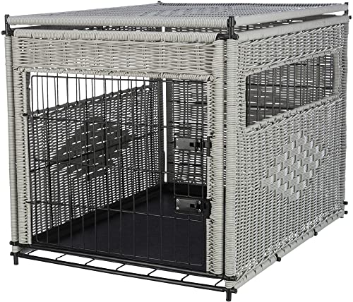 TRIXIE Moderne, verschließbare Hundebox für die kurzzeitige Unterbringung zu Hause Home Kennel, POLYRATTAN, M: 58 × 60 × 77 cm, HELLGRAU - 39749 von TRIXIE
