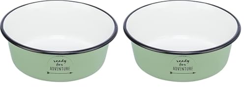 TRIXIE Napf, Emaille/Edelstahl, 1,9 L/Ø 21 cm, Grün - 25213 (Packung mit 2) von TRIXIE