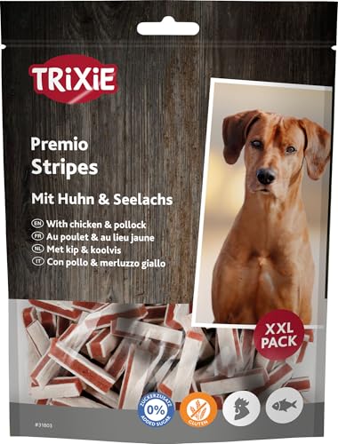 TRIXIE Stripes mit Huhn & Seelachs - Hundesnack - Glutenfrei & ohne Zuckerzusatz - Fleischgehalt 65 %, Fischgehalt 18 % - 300 g - 31803 von TRIXIE