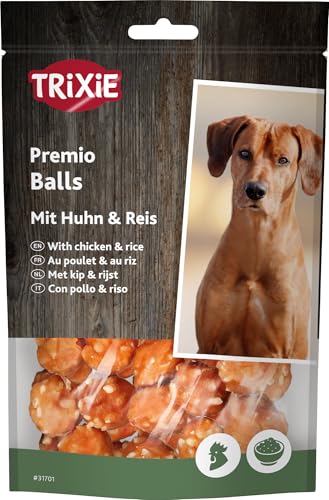 TRIXIE Premio Balls mit Huhn & Reis - 77 % Fleischgehalt - handliche Kugeln für Belohnung beim Training & Spaziergänge - 80 g - 31701 von TRIXIE