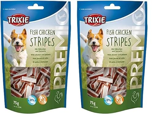 TRIXIE Premio Stripes, Hühnchen und Seelachs TRIXIE Premio Stripes, Hühnchen und Seelachs 300 g (Packung mit 2) von TRIXIE