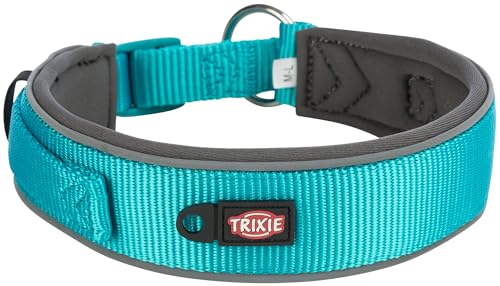 TRIXIE Premium Halsband Größe L-XL, Halsumfang 53–62 cm/50 mm in Ozean - stufenlos verstellbares Hundehalsband für mittelgroße bis große Hunde, neoprengepolstert - 1995912 von TRIXIE