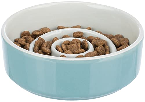 TRIXIE Slow Feeding Napf, Anti Schling Napf Für Hunde, Keramik, 0,9 L/Ø 17 cm, Grau/Blau - 24521 TRIXIE Slow Feeding Napf, Anti Schling Napf Für Hunde, Keramik, 0,9 L/Ø 17 cm, Grau/Blau - 24521 von TRIXIE