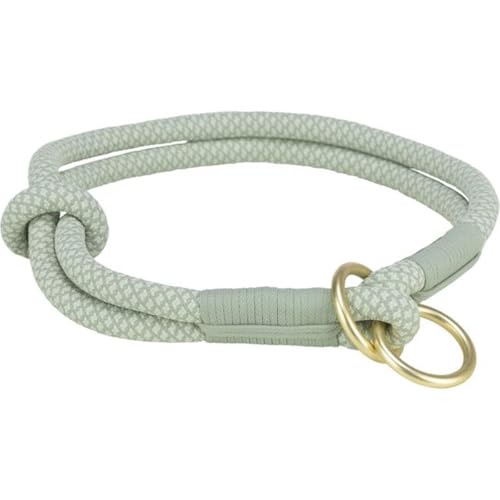 TRIXIE Soft Rope Zug-Stopp Halsband Größe L: Halsumfang 50 cm/13 mm in salbei - stufenlos verstellbares Hundehalsband aus gewebtem Tau für Hunde, einfacher Verschluss - 1984716 von TRIXIE