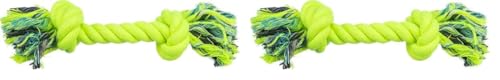 TRIXIE Spieltau für Hunde, 3273, Lime, Baumwolle/Polyester, 37 cm, zum Apportieren und Tauziehen (Packung mit 2) von TRIXIE