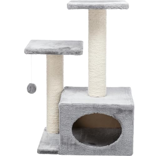 TRIXIE Valencia Kratzbaum mit Wohnung, zwei Plattformen, Katzenspielzeug, Grau von TRIXIE