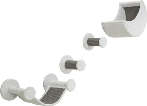 TRIXIE Wandset für Katzen aus Plüsch, 4 Teile, weiß/grau, Aussichtsplattform für Katzen für die Wandmontage TRIXIE Wandset für Katzen aus Plüsch, 4 Teile, weiß/grau, Aussichtsplattform für Katzen für die Wandmontage von TRIXIE