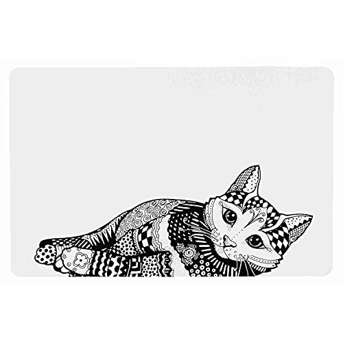 Trixie 24788 Napfunterlage Katze, 44 × 28 cm, weiß/schwarz von TRIXIE