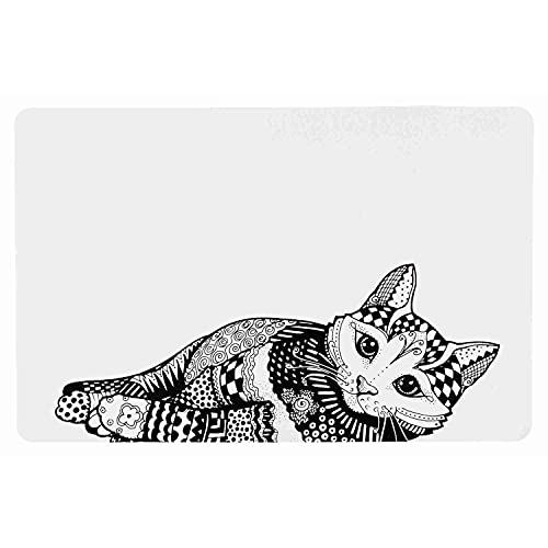 TRIXIE 24788 Napfunterlage Katze, 44 × 28 cm, weiß/schwarz TRIXIE 24788 Napfunterlage Katze, 44 × 28 cm, weiß/schwarz von TRIXIE