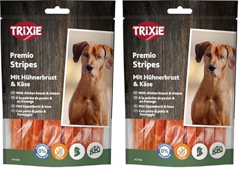 TRIXIE glutenfreie Käse-Huhn-Streifen Premio Cheese Chicken Stripes, 100 g - 31586 (Packung mit 2) von TRIXIE