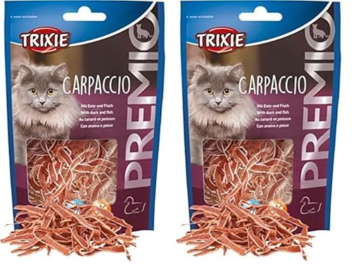 TRIXIE glutenfreies, zuckerfreies und proteinreiches Katzenleckerli Premio Carpaccio, 20 g- 42707 (Packung mit 2) von TRIXIE
