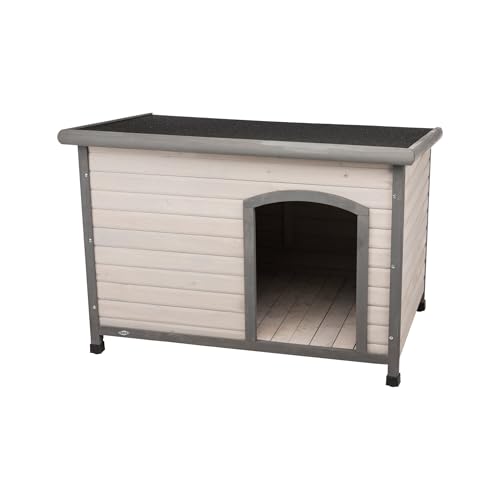 TRIXIE wetterfestes und aufklappbares Hundehaus "natura Hundehütte Classic Flachdach, L: 116 × 82 × 79 cm, grau" - 39563 von TRIXIE