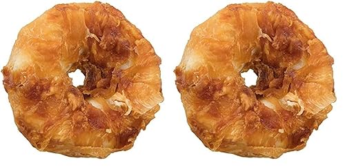 TRIXIE zuckerfreier und glutenfreier Hühnchen Kauring Denta Fun Chicken Chewing Rings, ø 6 cm, 2 St./110 g - 31332 (Packung mit 2) von TRIXIE