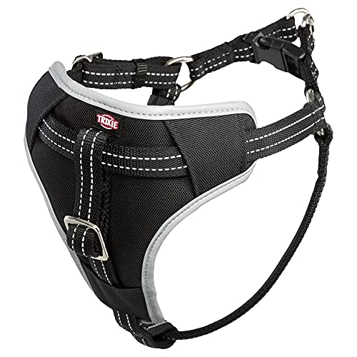 TRIXIE Auto Geschirr Größe L: Brustumfang 65–80 cm/23 mm in schwarz - stufenlos anpassbares Hundegeschirr für das Auto mit verstellbarem Anschnallgurt für große Hunde, 12857 von TRIXIE