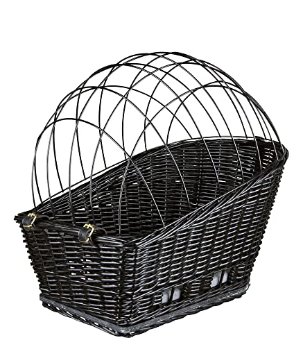 TRIXIE Hund, Fahrradkorb m. Gitter f. Gepäckträger, Weide/Metall, 35 × 49 × 55 cm, schwarz von TRIXIE