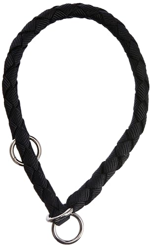 TRIXIE Cavo Zug-Stopp Halsband Größe S–M: Halsumfang 35–41 cm/ø 12 mm in schwarz - Hundehalsband aus Gurtband für kleine bis mittelgroße Hunde, rund geflochten, 143701 von TRIXIE