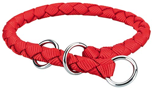 TRIXIE Cavo Zug-Stopp Halsband Größe L: Halsumfang 47–55 cm/ø 18 mm in rot - Hundehalsband aus Gurtband für große Hunde, rund geflochten, 144003 von TRIXIE