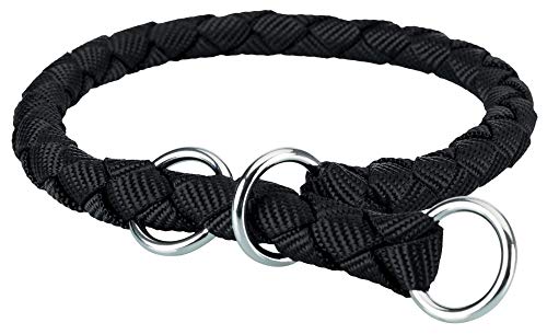 TRIXIE Cavo Zug-Stopp Halsband Größe XS–S: Halsumfang 25–31 cm/ø 12 mm in schwarz - Hundehalsband aus Gurtband für sehr kleine bis kleine Hunde, rund geflochten, 144401 von TRIXIE
