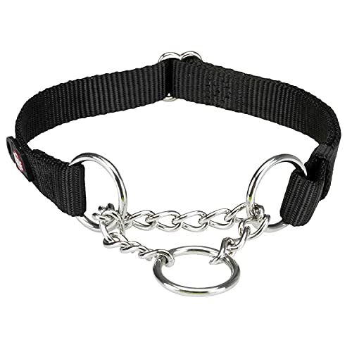 TRIXIE Premium Zug-Stopp Halsband Größe M–L: Halsumfang 35–50 cm/20 mm in schwarz - stufenlos verstellbares Hundehalsband für mittelgroße bis große Hunde, einfacher Verschluss, 202801 von TRIXIE