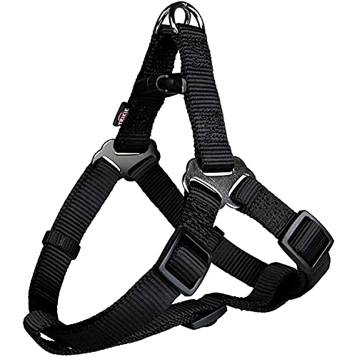 TRIXIE Premium One Touch Geschirr Größe S: Brustumfang 40–50 cm/15 mm in schwarz - leicht anzulegendes verstellbares Hundegeschirr mit zugentlastender Schnalle für kleine Hunde, 204401 von TRIXIE