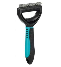 TRIXIE Fell-Entfilzer - schneidet Verfilzungen heraus - grobe Zinken - glättet - 1 cm Zinkenlänge - 7 x 18 cm - schwarz/blau - 24243 von TRIXIE