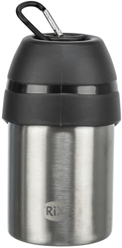 TRIXIE Flasche mit Trinknapf im Deckel - ideal für die Wasserversorgung unterwegs - spülmaschinenfest - mit Karabiner - 0,3 l - Edelstahl/Kunststoff - 24605 von TRIXIE