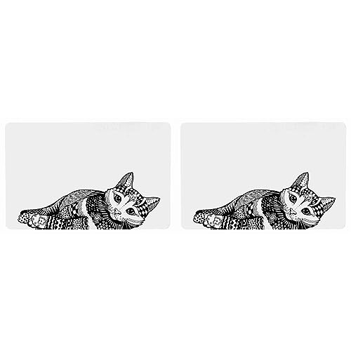 Trixie 24788 Napfunterlage Katze, 44 × 28 cm, weiß/schwarz (Packung mit 2) von TRIXIE