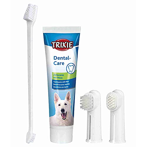 TRIXIE Zahnpflege 4 Stück Satz für Hund, Für die Rundum-Pflege der Hundezähne, Ohne Strom von TRIXIE