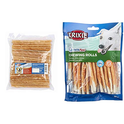 Trixie 2615 Kaurollen, gedreht, 12 cm/ø 5–6 mm, 100 St. & 31378 Denta Fun Chicken Chewing Rolls, 12 cm, 30 St./240 g Trixie 2615 Kaurollen, gedreht, 12 cm/ø 5–6 mm, 100 St. & 31378 Denta Fun Chicken Chewing Rolls, 12 cm, 30 St./240 g von TRIXIE