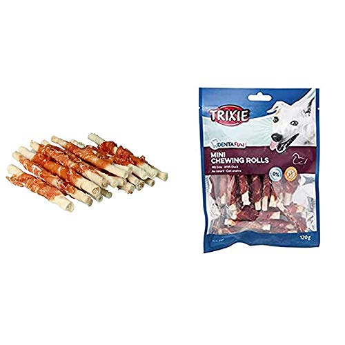 Trixie 31378 Denta Fun Chicken Chewing Rolls, 12 cm, 30 St./240 g & 31347 Denta Fun Mini Duck Chewing Rolls, 6 cm, 120 g von TRIXIE