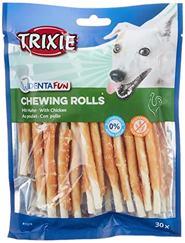 TRIXIE glutenfreie Hühnchen Kaurolle "Denta Fun Chicken Chewing Rolls, 12 cm, 30 St./240 g" - 31378 von TRIXIE