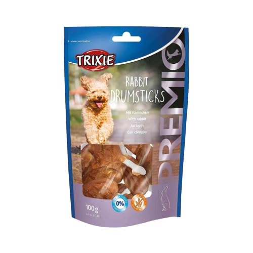 TRIXIE Hundeleckerli PREMIO Hunde-Rabbit Drumsticks 100g - Premium Leckerlis für Hunde glutenfrei - ohne Getreide & Zucker, schmackhafte Belohnung für Training & Zuhause - 31546 von TRIXIE